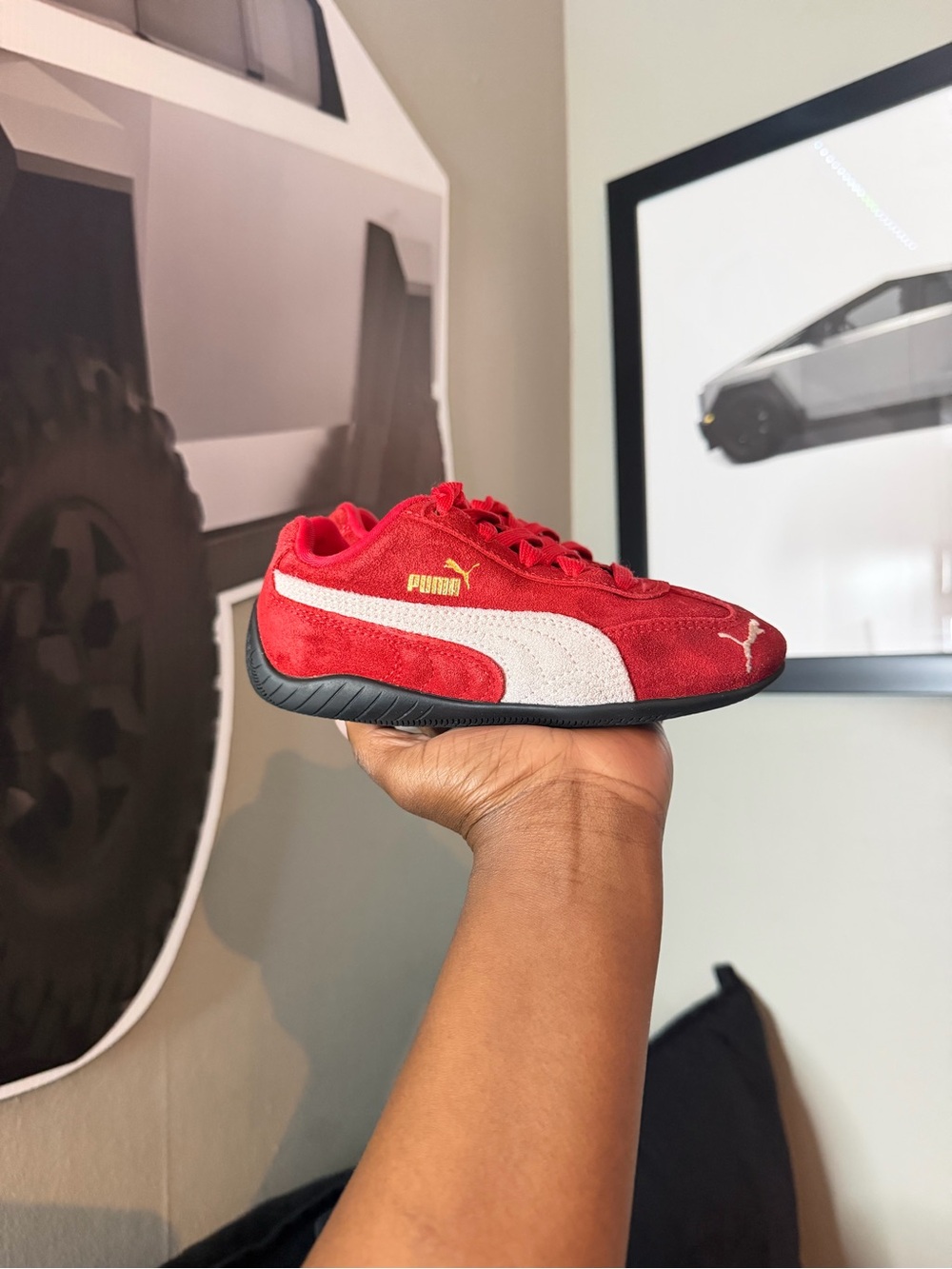 Puma Kids Red Suede Sneakers with White Formstrip